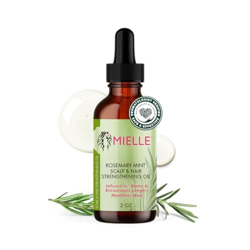 Mielle Organics Rosemary & Mint Hair Oil - Strengthening Biotin Oil Infused Frizzy & Damaged Hair Care - Split Ends & Dry Scalp Treatment to Support Longer, Healthier Strands, 2oz
