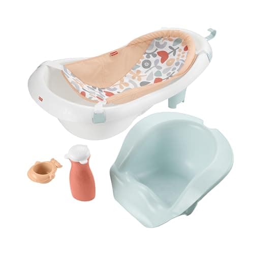 Fisher-Price™ Baby to Toddler Bath 4-in-1 Sling 'N Seat Tub with Removable Infant Support and 2 Toys, Summer Blossoms