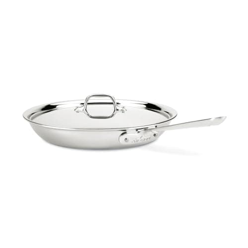 All-Clad D3 Stainless Tri-ply Bonded Stainless Steel Fry Pan with Lid, 12-Inch, Silver