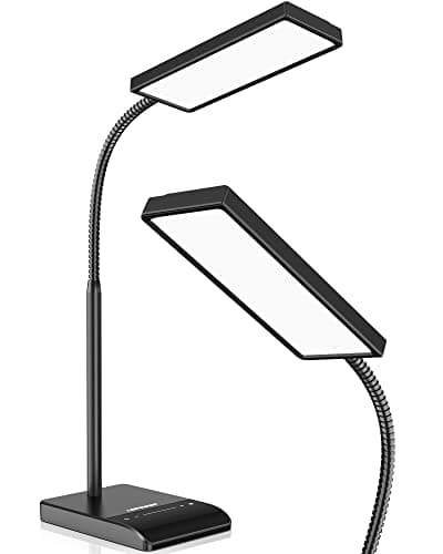 LEPOWER Desk Lamp, 800LM LED Desk Lamp for Home Office, 12W Reading Lamp for Desk, Eye-Caring Light, Touch Table Lamp, Gooseneck Lamp, 50 Lighting Modes, Bright Desk Lamps for Bedroom, Study (Black)