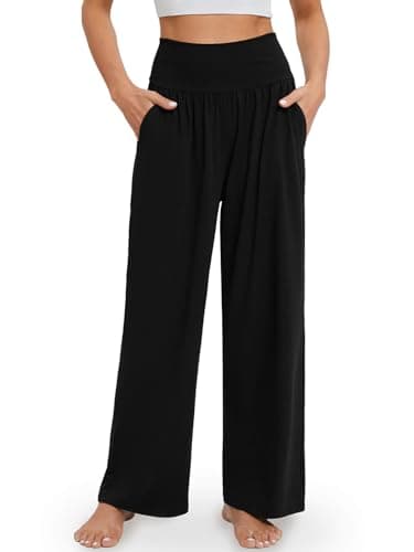 Gracyoga Wide Leg Yoga Pants for Women Casual Loose Cozy Sweatpants High Waisted Lounge Pajama Flowy Pants With Pockets