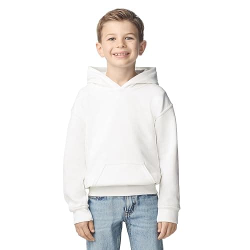 Gildan Youth Hoodie Sweatshirt, Style G18500B, White, Medium