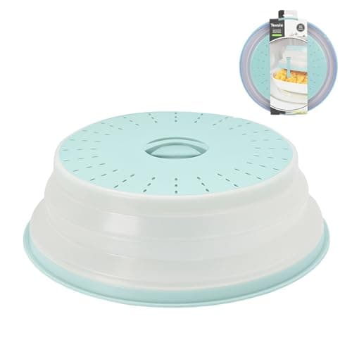 Tovolo Large Microwave Splatter Cover Blue Haze 13 inch Collapsible Silicone Splatter Cover for Extra Large Microwaves, Dishwasher Safe Vented Plate Guard BPA Reheating Cover for Food