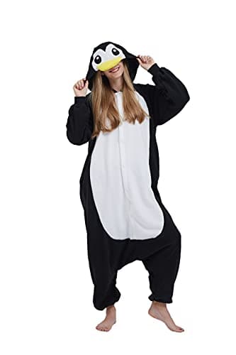 SimZoo Adult Animal Onesie Pajamas, Men and Women's Penguin Cosplay Costume Sleepwear, One-Piece Unisex Homewear X-Large