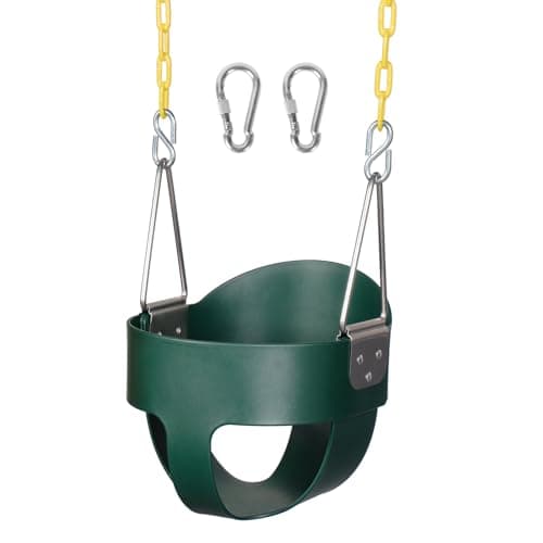 DECORLIFE Toddler Swing Seat, Support 330lb, High Back Full Bucket Baby Swing Seat with Coated Chains, Outdoor Swing Sets Accessories for Backyard