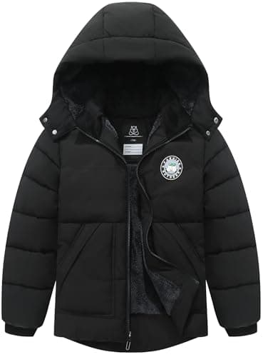 TUNICCE Boy's Waterproof Winter Coat Warm Down Jacket Insulated Fleece-Lined Puffer Parka Hooded Outerwear for Kids