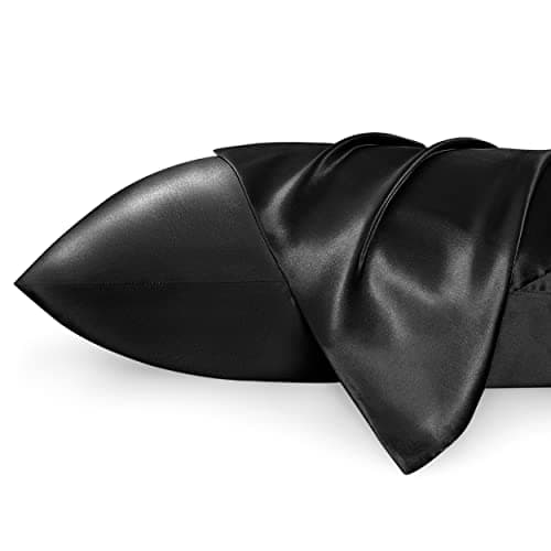 Bedsure King Size Satin Pillowcase Set of 2 - Black Silky Pillow Cases for Hair and Skin with Envelope Closure, Similar to Silk Pillow Cases, Gifts for Women Men, 20x36 Inches