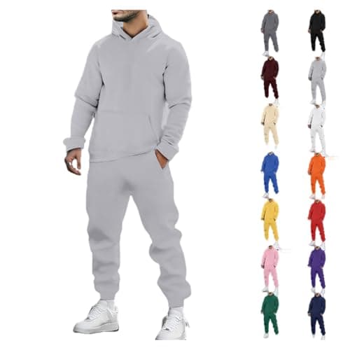 JiXiang Mens Track Suits 2 Piece Set Hoodie and Sweatpants Casual Athletic Jogging Suit Drawstring Running Gym Sweat Suits