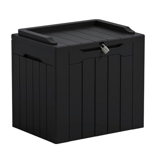 Greesum Outdoor Storage Box 31 Gallon Storage Box with Lid for Patio Furniture, Garden Tools, Pool Supplies, Waterproof and UV Resistant, Lockable, Dark Black