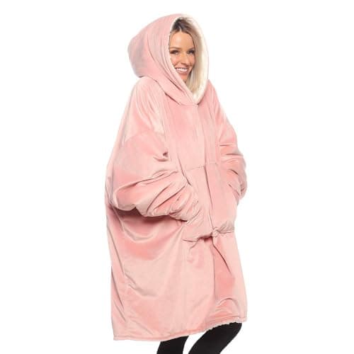 THE COMFY Original | Sherpa Lined Microfiber Fleece Wearable Blanket, Oversized Design with Hood and Pocket, from Shark Tank, for Women & Men, Warm and Cozy Gifts