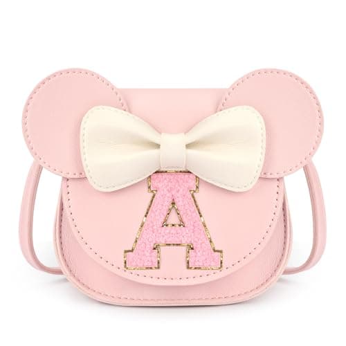 mibasies Toddler Purse Girl Gifts: Girls Birthday Gifts for 3-8 - Toys for Ages 2-4 Girls Mouse Ears Purse, Pink, Letter A