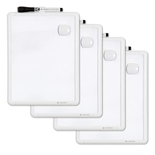 U Brands Contempo Magnetic Dry Erase Board White Board Bundle, 8.5” x 11”, White Modern Frame, Includes 4 Boards, 4 Markers, and 4 Magnets
