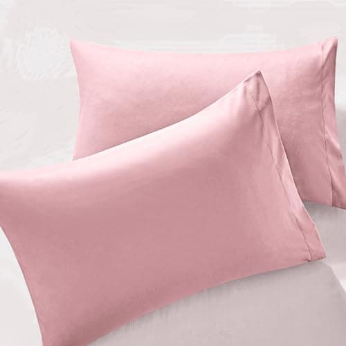 MILVOWOC 2Pcs Brushed Microfiber Standard Pillowcases - 20 x 26 Inch, Dusty Pink Pillow Case Set Non Slip Envelope Pillow Cover with Moisture Absorption and Anti-Wrinkle