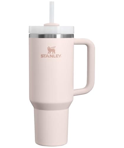 STANLEY Quencher H2.0 Tumbler with Handle and Straw 40 oz Flowstate 3-Position Lid Cup Holder Compatible for Travel Insulated Stainless Steel Cup BPA-Free Rose Quartz 2.0