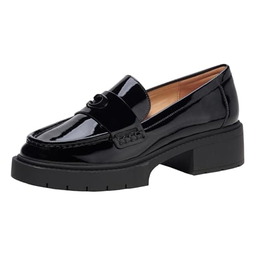 COACH Women's Flats Leah Loafer in Patent Leather, Color Black Patent, Size 6.5