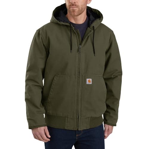 Carhartt Men's Loose Fit Washed Duck Insulated Active Jacket (Regular and Big & Tall Size)-Moss-Large