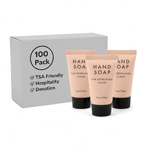 Trail maker 100 Bottles 1 oz. Liquid Hand Soap for Daily Use, Hygiene, Skin Therapy, Cleanliness, Travel, Hospitality, Hotel, Charity, Donation (1 Ounce)