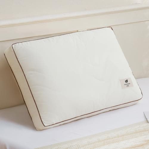YOUR MOON Soft Organic Wool Pillow Queen Size, Soft Support Bed Pillows for Sleeping, Premium Australian Wool Pillow, Down Alternative Pillows, 100% Cotton Cover(Off White)