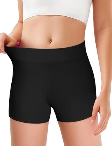 JOCMIC Girls Athletic Shorts Kids Dance High Waisted Yoga Short for Bike Gym Volleyball Running Black 7-8 Years