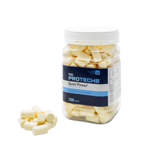 Flents Protechs Foam Ear Plugs, 100 Pair, Ideal for Sleeping, Snoring, Shooting, Working, Loud Noise, Traveling, Concerts, Construction & Studying, Disposable, Noise Reduction, NRR 29, 'New Formula'