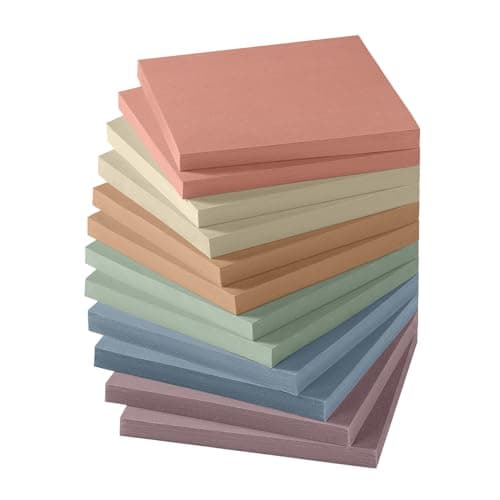 Sticky Notes, 12 Pads, 3x3 inches, Aesthetic Vintage Self-Sticky Note Pads, Ideal for Office, Study, and Daily Life Organization - Neutral Colors