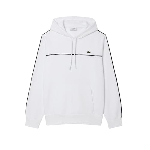 Lacoste Men's Classic Fit Logo Stripe Sweatshirt, White, Large
