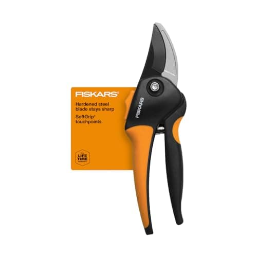 Fiskars Bypass Pruning Shears, Branch Cutter with 5/8" Cut Capacity, Garden Shears with Sharp Steel Blade, Rust Resistant, Ergonomic Pruners with Comfort Handle and Safety Lock, Gardening Hand Tools