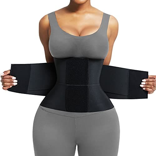 FeelinGirl Workout Waist Trainer Underbust Corsets Cincher Belt Hourglass Corset Body Shaper for Women Black L