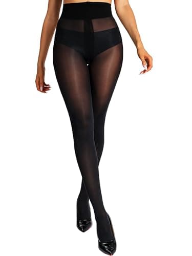 HOTBOSS Unbelievable Durability Tights, Rip Resistant Pantyhose, 40D Semi Sheer High Waist T-Crotch Strong Tights for Women, Black-M
