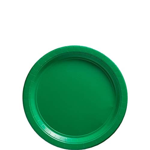 Festive Green Round Paper Plates - 6.75" (50 Pc) - Sturdy & Eco-Friendly Party Essentials - Perfect for Celebrations & Events