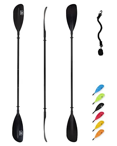 OCEANBROAD Adjustable Kayak Paddle 86in/220cm to 94in/240cm Kayaking Boating Canoeing Oar with Paddle Leash 1 Paddle