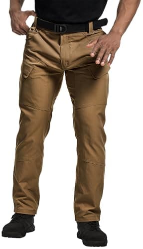 TOPTACPRO Tactical Pants Men's Flex Ripstop Water-Resistant Lightweight Stretch Cargo Trousers for EDC Outdoor Work Hiking (Coyote Brown, 32W/30L)