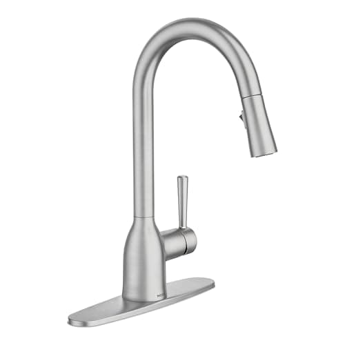 Moen Adler Spot Resist Stainless One-Handle High Arc Pulldown Kitchen Faucet with Power Clean, 87233SRS