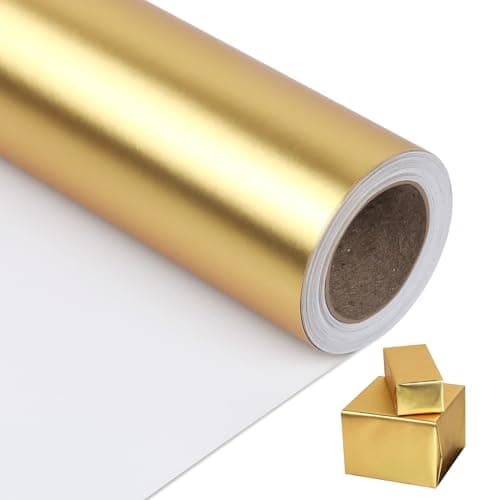 NESCCI Matte Metal Gold Wrapping Paper,Solid Color Paper,Gift Wrapping Paper,Perfect for Wedding,Valentine's Day,Birthday,Christmas,Baby Shower,DIY Bouquet (17.5 Inches X 32.8 Feet)