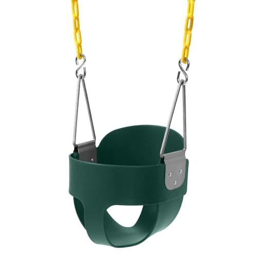 High Back Full Bucket Toddler Swing Seat with Yellow Coated Swing Chains Fully Assembled - Swing Set Accessories