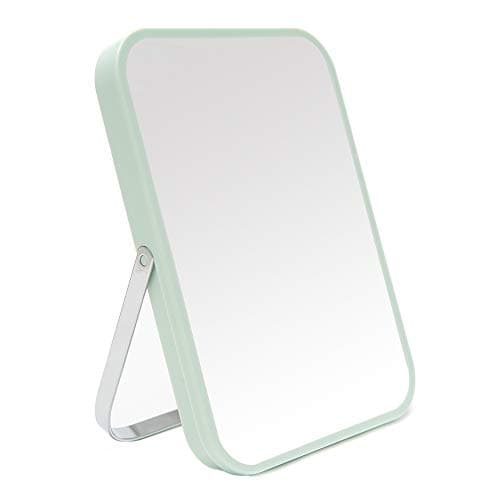 YEAKE Table Desk Vanity Makeup Mirror,8-Inch Portable Folding Mirror with Metal Stand 90°Adjustable Rotation Tavel Make Up Mirror Hanging Bathroom for Shower Shaving(Green)