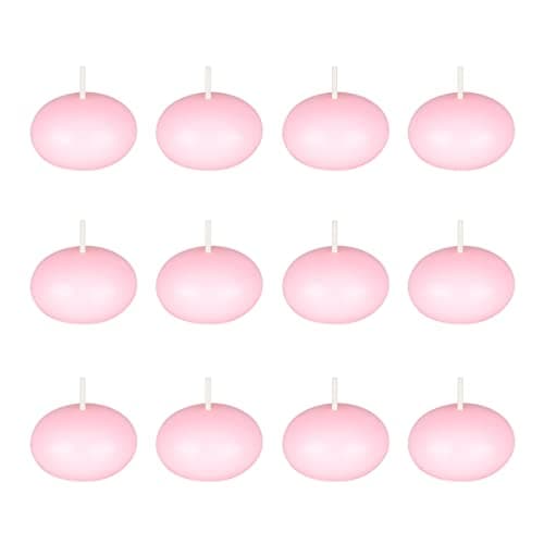 Mega Candles 12 pcs Unscented Pink Floating Disc Candle, Hand Poured Paraffin Wax Candles 1.5 Inch Diameter, Home Décor, Wedding Receptions, Baby Showers, Birthdays, Celebrations & Party Favors