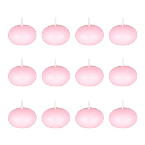 Mega Candles 12 pcs Unscented Pink Floating Disc Candle, Hand Poured Paraffin Wax Candles 1.5 Inch Diameter, Home Décor, Wedding Receptions, Baby Showers, Birthdays, Celebrations & Party Favors