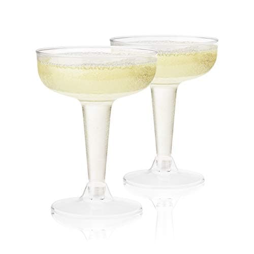 True Party Disposable Plastic Champagne Coupe Glasses Cocktail Set, Durable Home Wine Bar Accessories for Birthday Wedding, 5 oz Set of 20