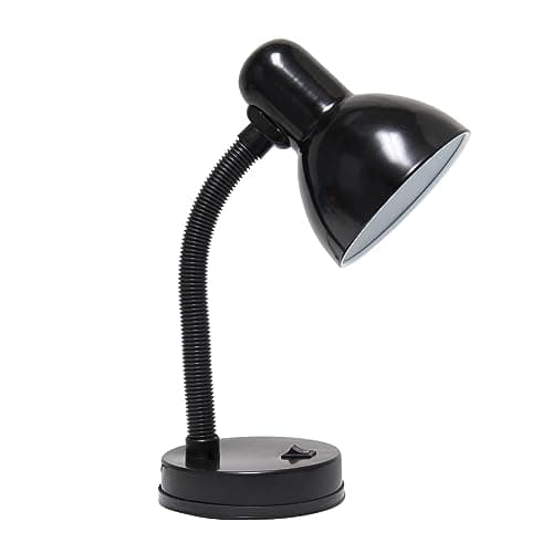 Simple Designs LD1003-BLK Basic Metal Desk Lamp with Flexible Hose Neck for Office, Living Room, Bedroom, College Dorm, Bookshelf, Black