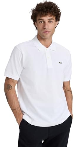 Lacoste Mens Short Sleeve Classic Chine L.12.12 Polo Shirt, White, Medium