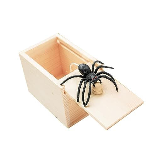 Rubber Spider Trick Box, Handmade Wooden Trick Surprise Box Spider Hidden in One Box Trick Toys for Adults and Children Pranks for Adults Stuff