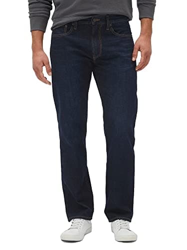 GAP Mens Straight Fit Jeans, Dark Wash, 36W x 32L US