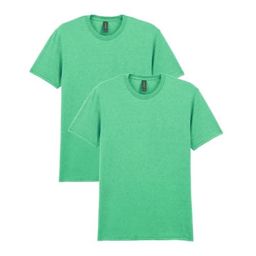 Gildan Adult Softstyle Cotton T-Shirt, Style G64000, Multipack, Heather Irish Green (2-Pack), Large