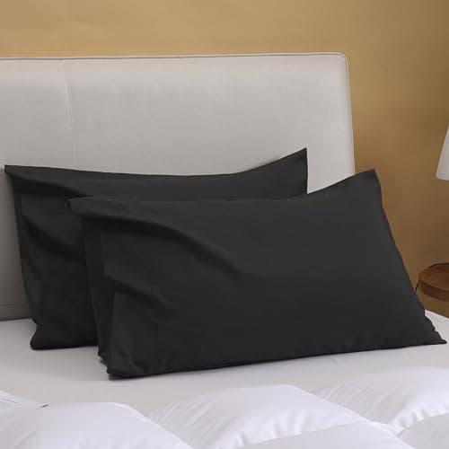 Mosluna Pillow Cases Queen Size Set of 2, Brushed Microfiber Pillowcases 2 Pack with Envelope Closure, Super Soft Breathable Pillowcase（Black, 20x30 Inch）