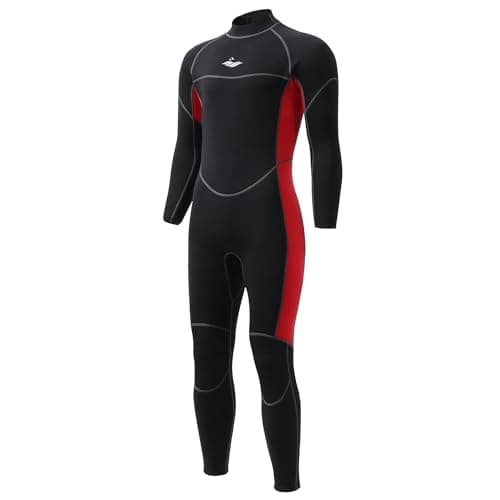 AICARSHI 3mm Full Wetsuit for Men - Neoprene Dive Skin Back Zip Scuba Diving Suit One Piece Wet Suits Full Body Rash Guard for Diving Snorkeling Surfing Swimming, X-Large