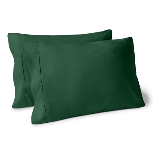 Bare Home Microfiber Pillow Cases - Standard/Queen Size Set of 2 - Cooling Pillowcases - Double Brushed - Forest Green Pillowcases 2 Pack - Easy Care (Standard Pillowcase Set of 2, Forest Green)