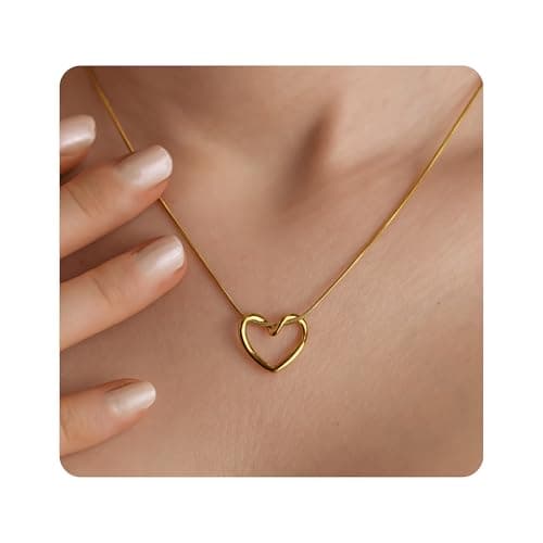 Assell Single Heart Necklace for Women 14k Gold Plated Heart Necklace Simple Heart Necklace as Unique Gifts for Women, Adjustable Length Gold Necklace For Women