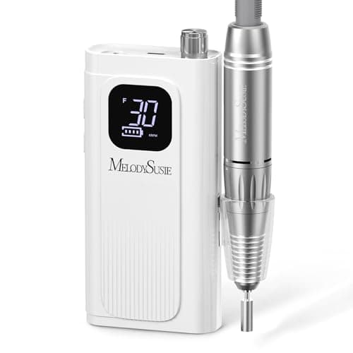 MelodySusie Entry-Level Clip-On Cordless Essential Nail Drill, SC300F 30000RPM E-File with LCD Display for All Manicure Shaping & Gel Removal, Ideal for Training, Nail Art Practice & Home Use, White
