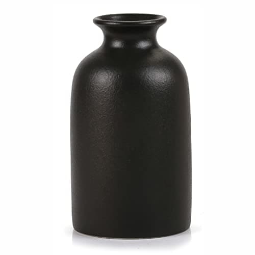 Ceramic Black Small Vase, Dry Flower Vases Minimalism Style for Modern Table Shelf Fit Fireplace Bedroom Kitchen Living Room Home Decor (Black, Small)